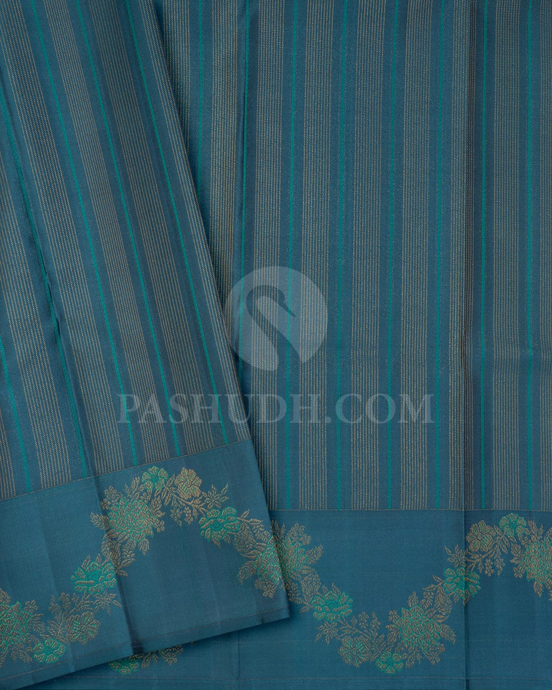 Dual Shaded Grey With Slate Grey Kanjivaram Silk Saree-D704(A)