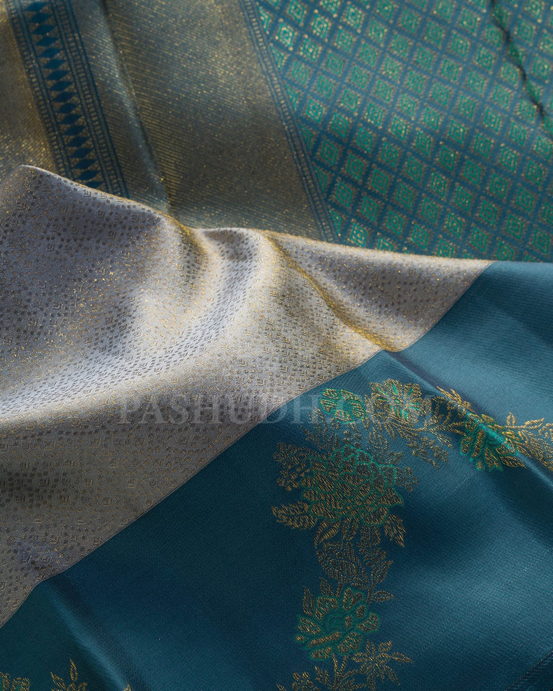 Dual Shaded Grey With Slate Grey Kanjivaram Silk Saree-D704(A)