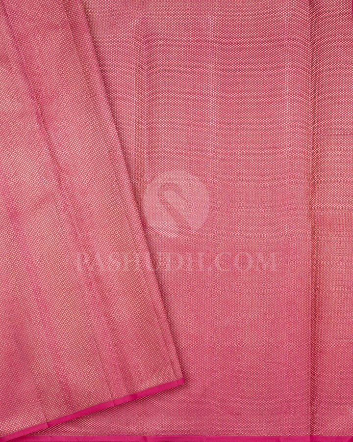 Dual Shaded Peacock Blue With Punch Pink Kanjivaram Silk Saree-D706(A)