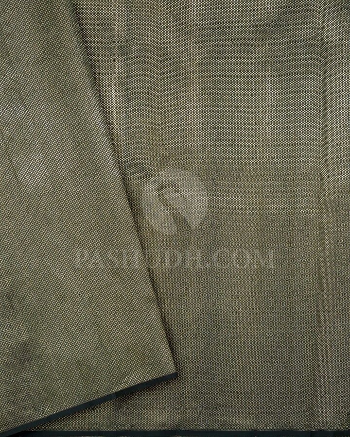 Beige And Pastel Pista Green With Dual Shaded Bottle Green Kanjivaram Silk Saree-D706(B)