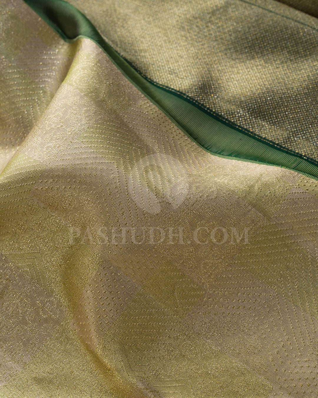 Beige And Pastel Pista Green With Dual Shaded Bottle Green Kanjivaram Silk Saree-D706(B)