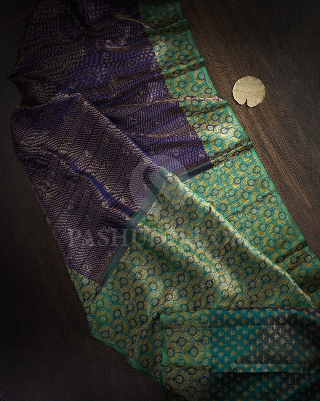 Navy Blue With Dual Shaded Peacock Blue Kanjivaram Silk Saree-D703(A)