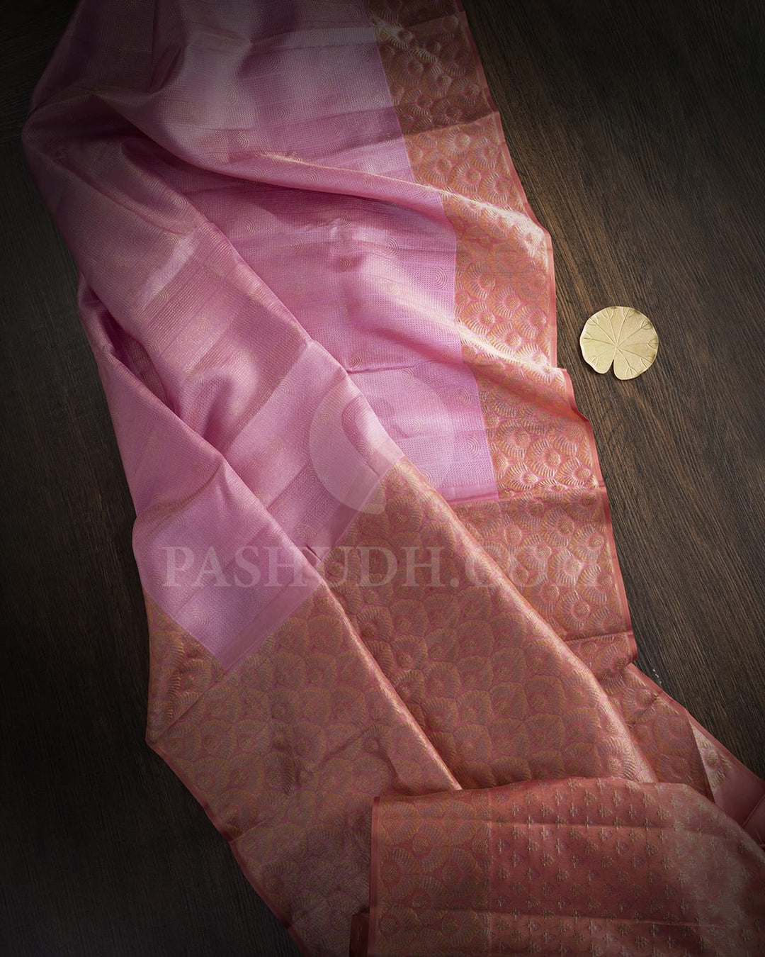 Baby Pink With Dusty Pink Kanjivaram Silk Saree-D703(B)