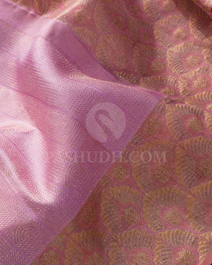 Baby Pink With Dusty Pink Kanjivaram Silk Saree-D703(B)