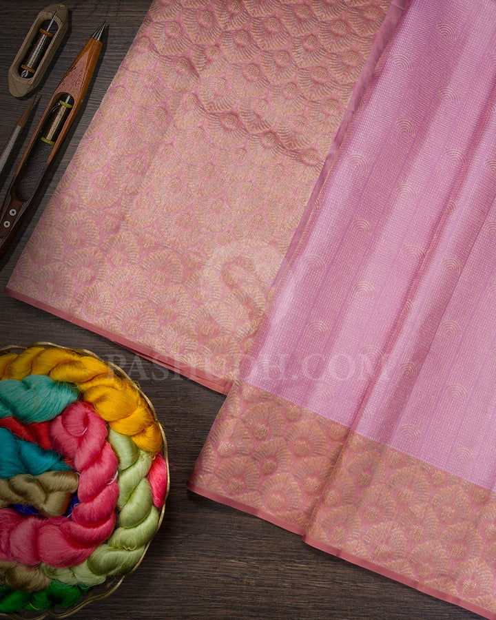 Baby Pink With Dusty Pink Kanjivaram Silk Saree-D703(B)