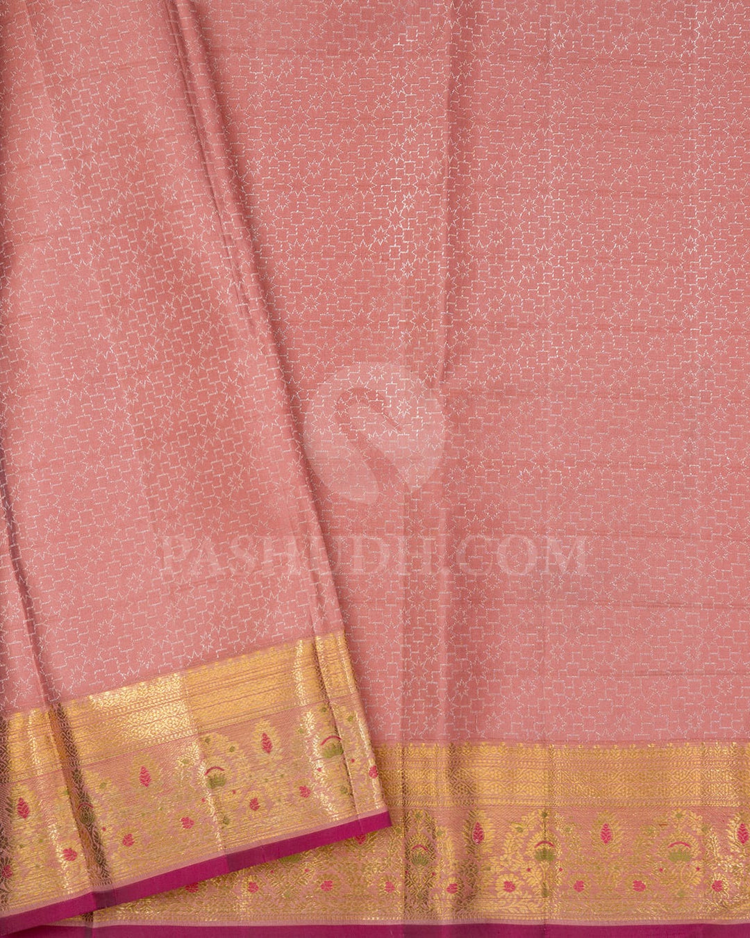 Sunset Salmon Kanjivaram Silk Saree-DJ456(C)