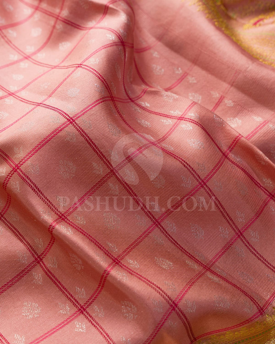 Sunset Salmon Kanjivaram Silk Saree-DJ456(C)