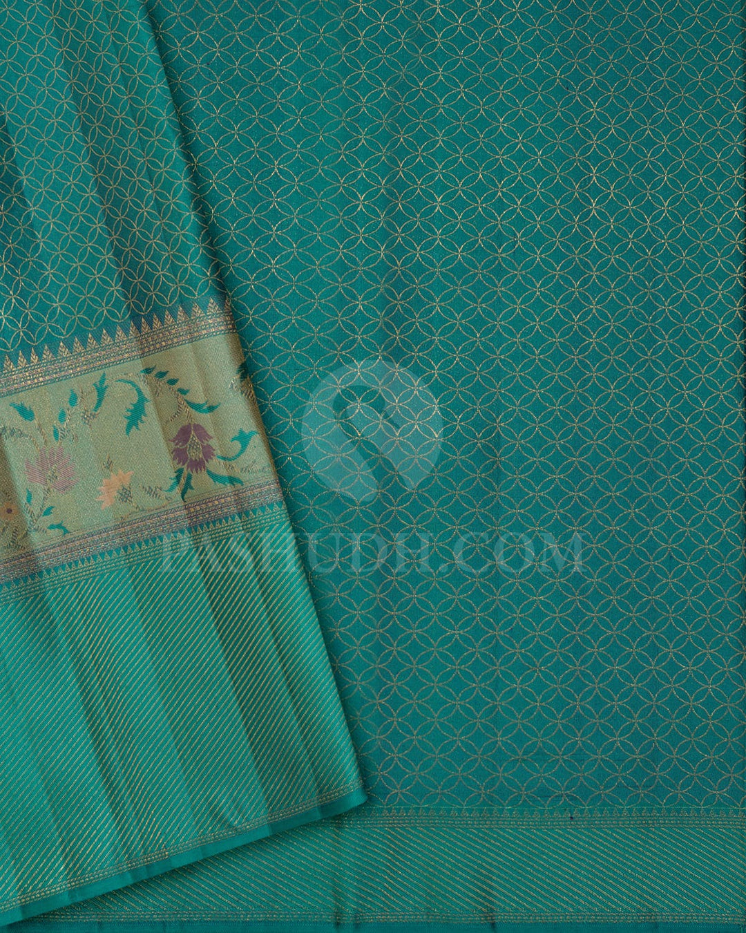 Eggplant Purple And Light Teal Kanjivaram Silk Saree-D676(D)