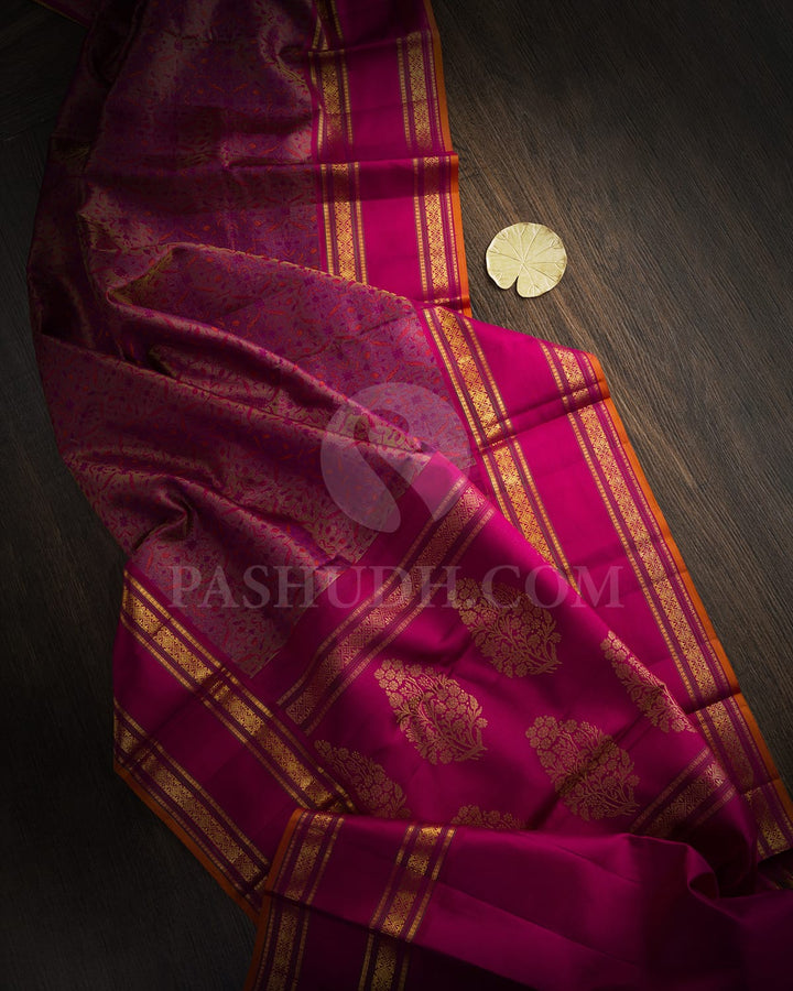 Dual Shaded Purple With Magenta Kanjivaram Silk Saree-DJ455(D)