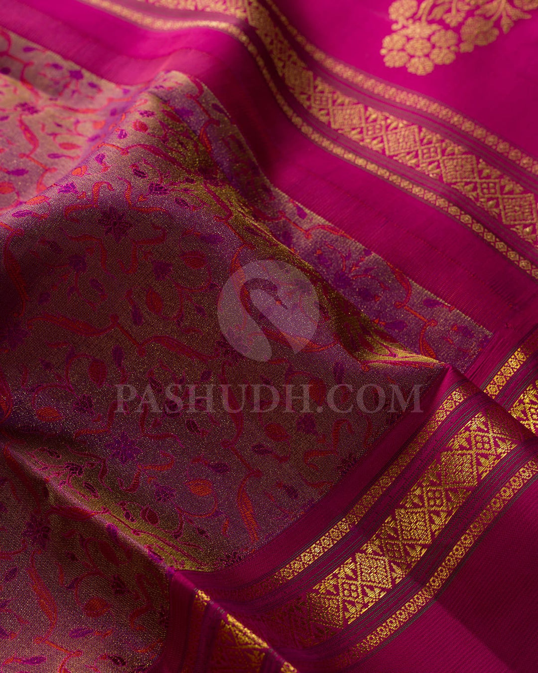 Dual Shaded Purple With Magenta Kanjivaram Silk Saree-DJ455(D)