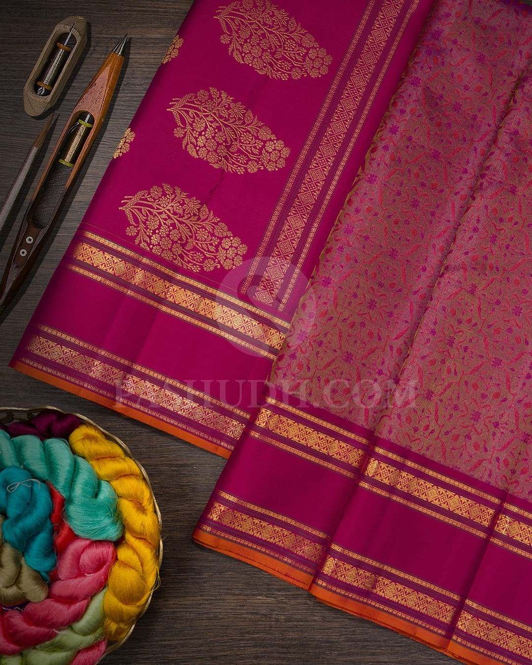 Dual Shaded Purple With Magenta Kanjivaram Silk Saree-DJ455(D)