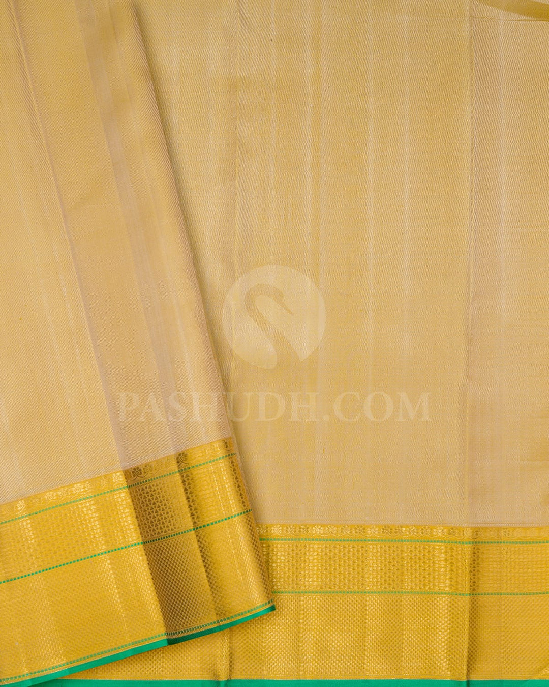 Tiffany Blue And Mustard Yellow Kanjivaram Silk Saree-D701(A)