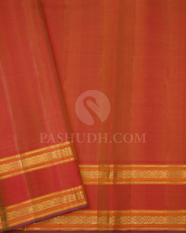 Bright Yellow And Dual Shaded Red With Yellow Kanjivaram Silk Saree-DJ448(C)