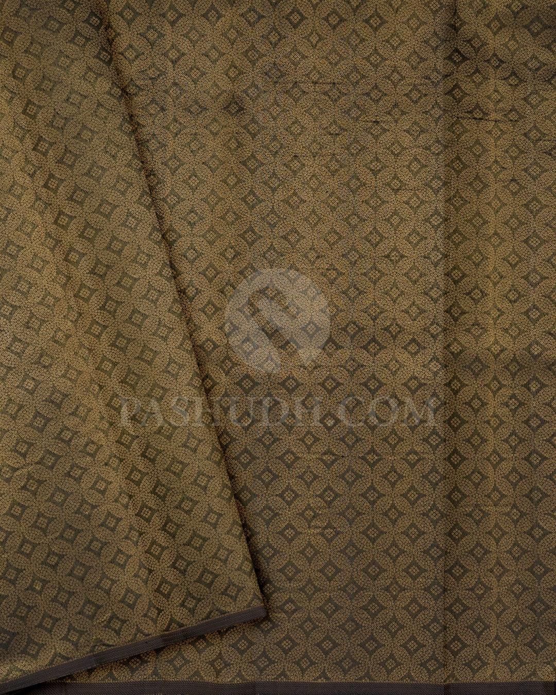 Golden Beige And Ivory With Black Borderless Kanjivaram Silk Saree-DJ422(E)