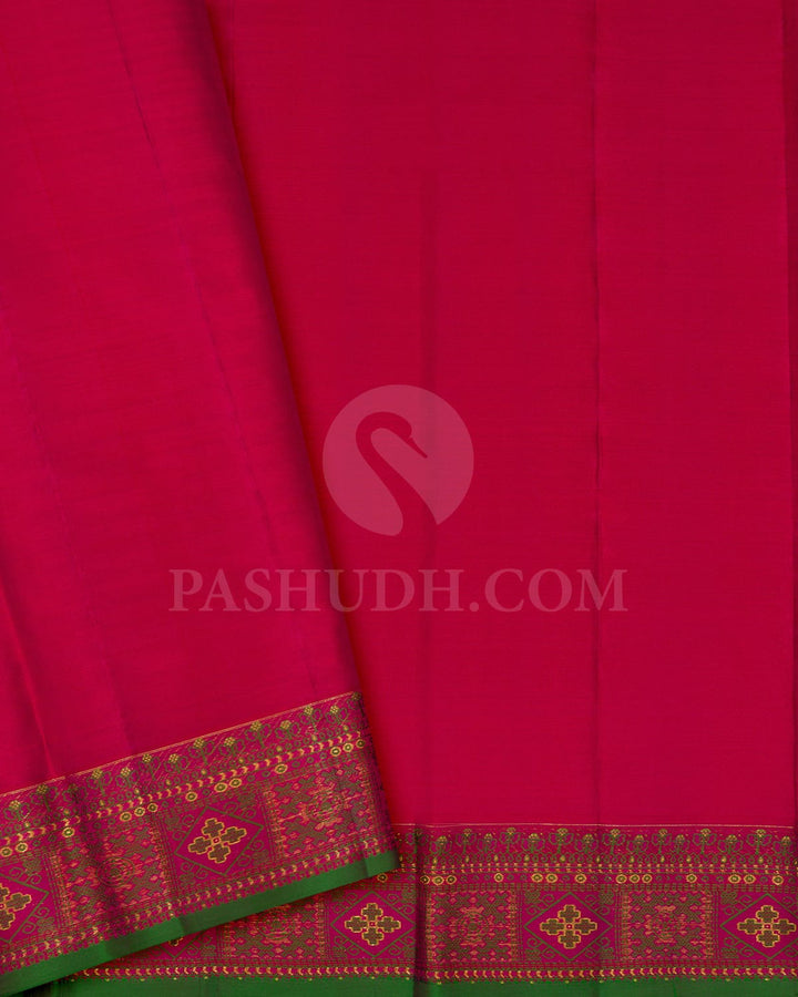 Rani Pink With Orange And Dual Shaded Reddish Pink Kanjivaram Silk Saree-DJ447(B)