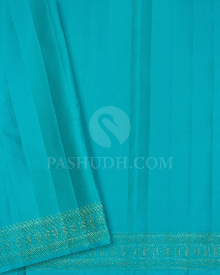 Dual Shaded Sky Blue With Pista Green Kanjivaram Silk Saree-D692(B)