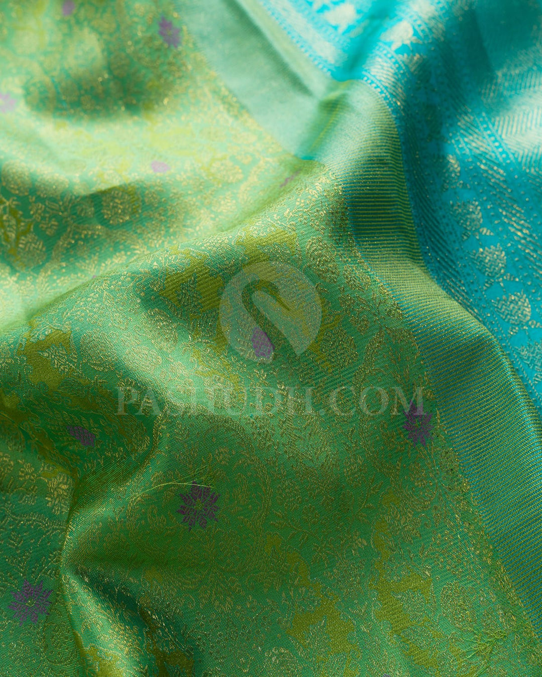 Dual Shaded Sky Blue With Pista Green Kanjivaram Silk Saree-D692(B)