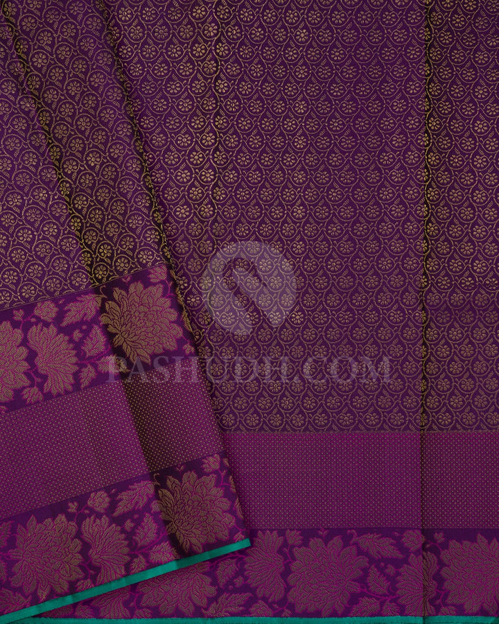 Anandha Blue With Purple Kanjivaram Silk Saree-D702(A)