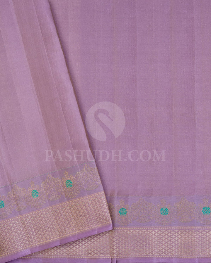 Ivory And Lilac Kanjivaram Silk Saree-D669(H)