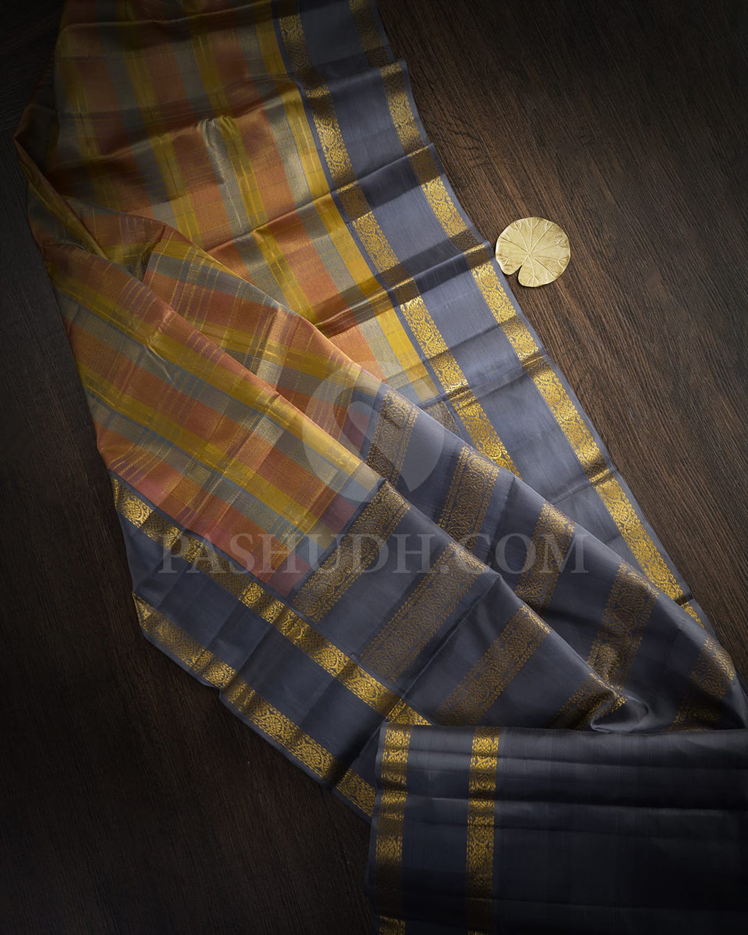 Multicolor With Slate Grey Kanjivaram Silk Saree-DJ382(I)