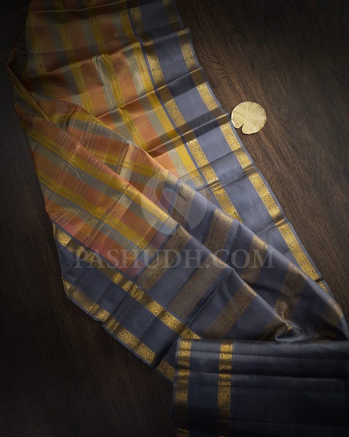 Multicolor With Slate Grey Kanjivaram Silk Saree-DJ382(I)
