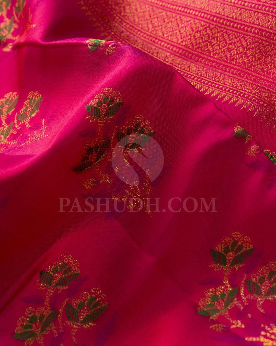 Dual Shaded Reddish Pink With Forest Green Kanjivaram Silk Saree-DJ458(A)