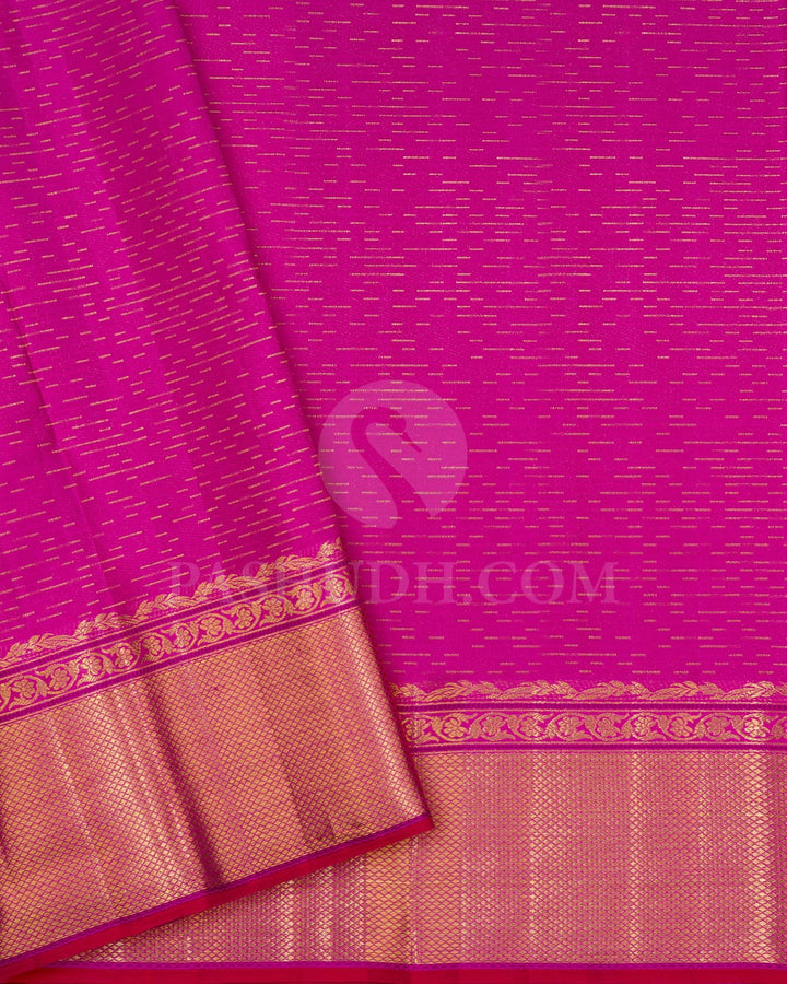 Violet With Pumpkin Orange And Rani Pink Kanjivaram Silk Saree-D675(D)