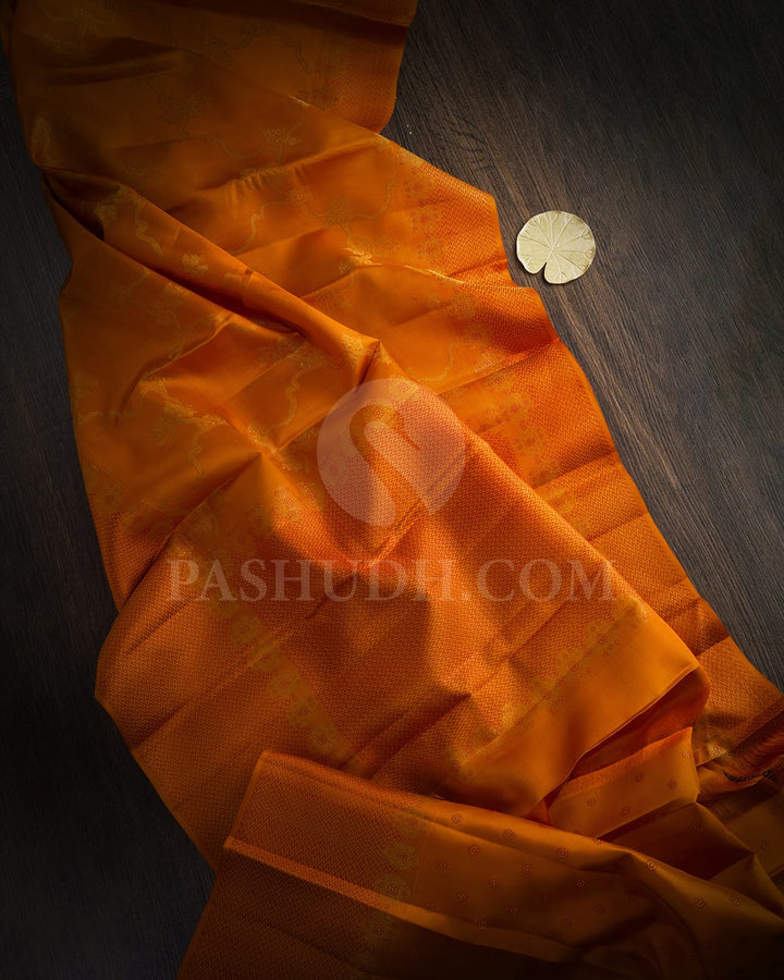 Tangerine Orange Kanjivaram Silk Saree-D680(D)