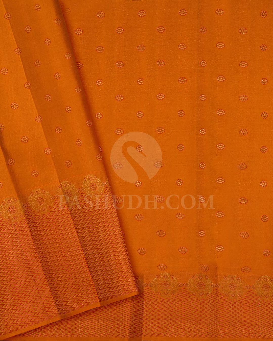 Tangerine Orange Kanjivaram Silk Saree-D680(D)