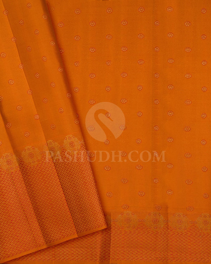 Tangerine Orange Kanjivaram Silk Saree-D680(D)