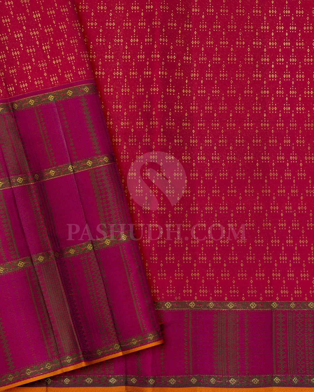 Reddish Pink With Rani Pink Kanjivaram Silk Saree-DJ457(B)