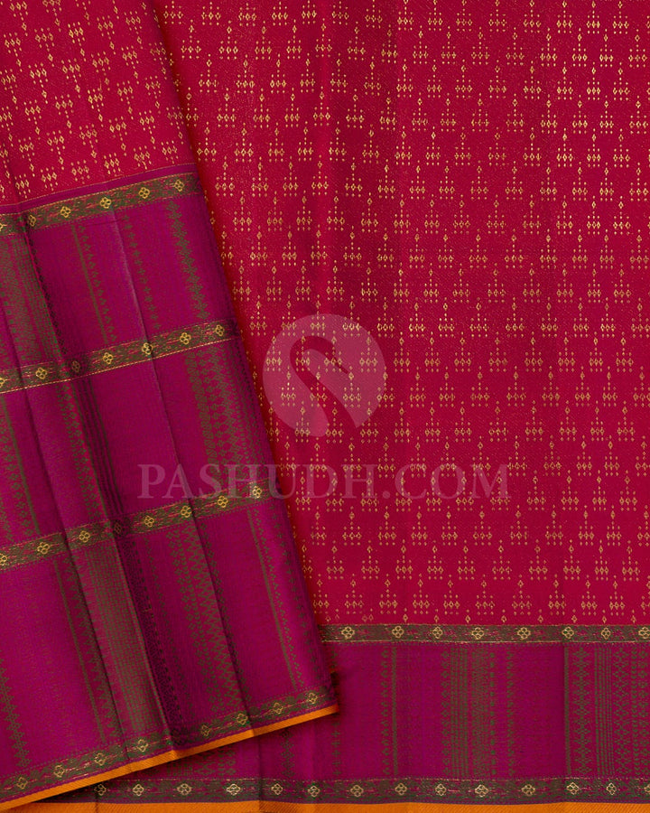 Reddish Pink With Rani Pink Kanjivaram Silk Saree-DJ457(B)