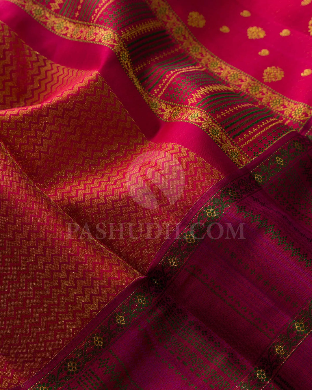 Reddish Pink With Rani Pink Kanjivaram Silk Saree-DJ457(B)