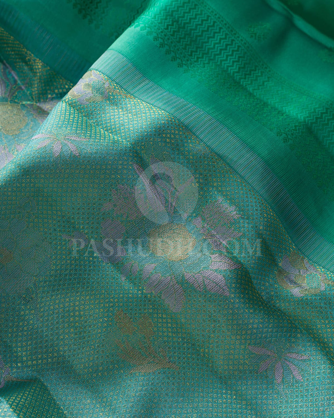 Sky Blue With Dark Sea Green Kanjivaram Silk Saree-DJ445(D)