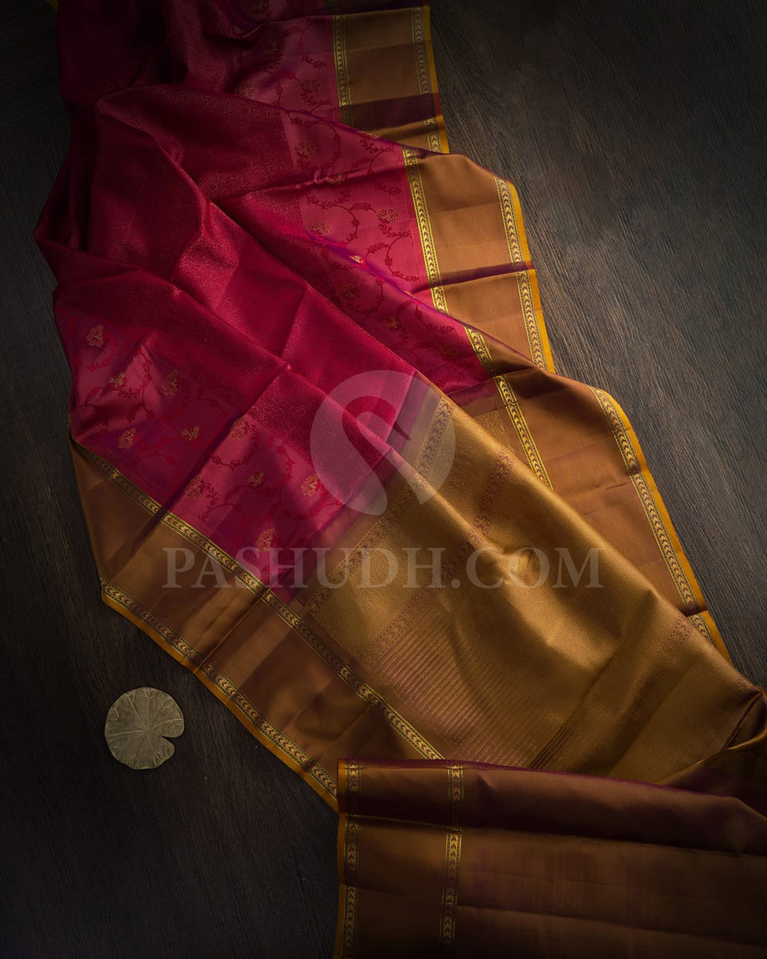 Dual Shaded Coral With Violet And Dual Shaded Fenugreek Brown Kanjivaram Silk Saree-DJ459(A)