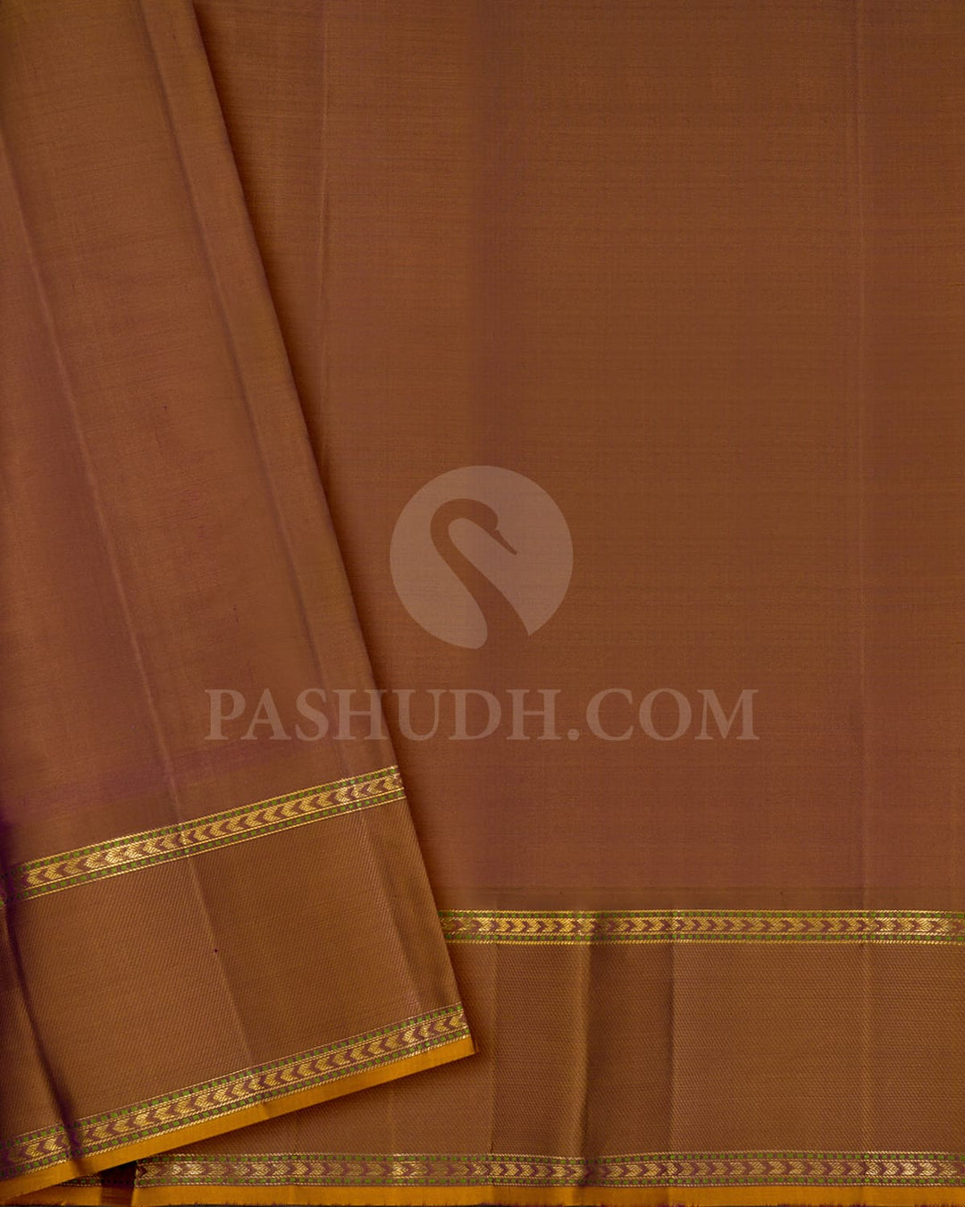 Dual Shaded Coral With Violet And Dual Shaded Fenugreek Brown Kanjivaram Silk Saree-DJ459(A)