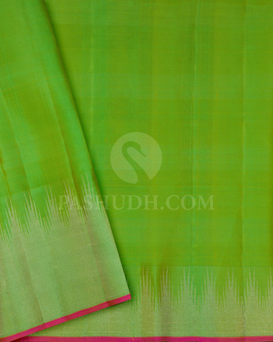 Bright Yellow, Punch Pink And Orange With Parrot Green Kanjivaram Silk Saree-DJ436(G)