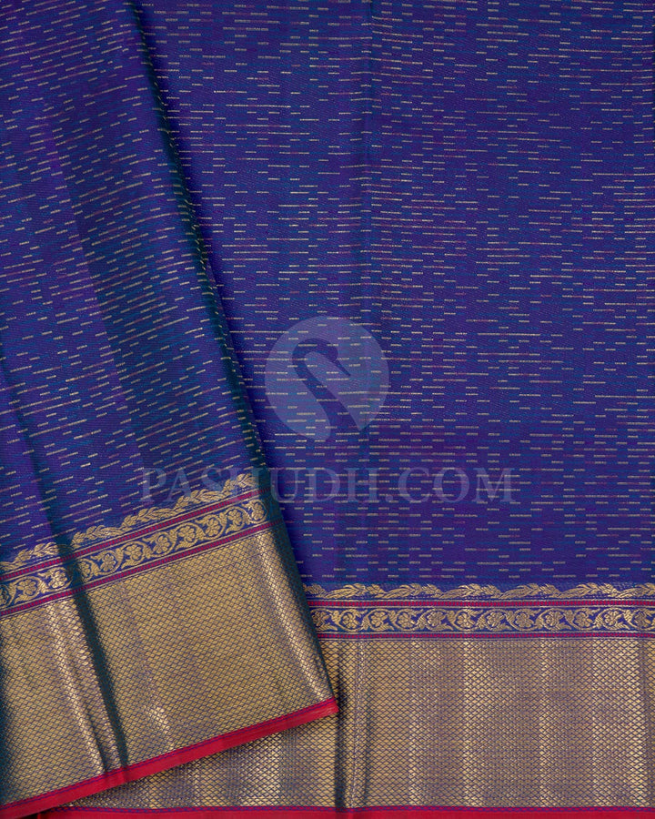 Violet And Anandha Blue Kanjivaram Silk Saree-D697(A)