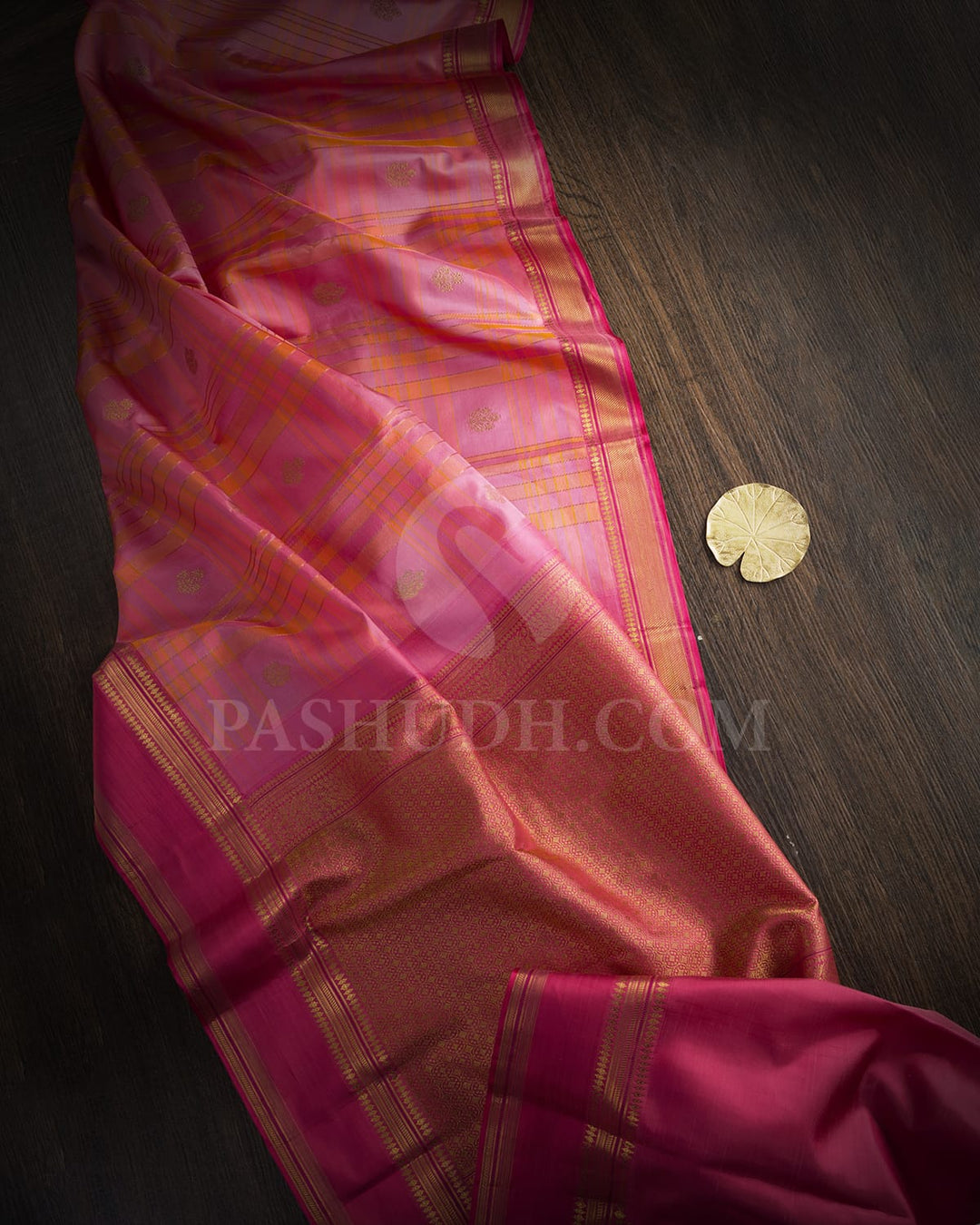 Multishade With Punch Pink Kanjivaram Silk Saree-D695(B)