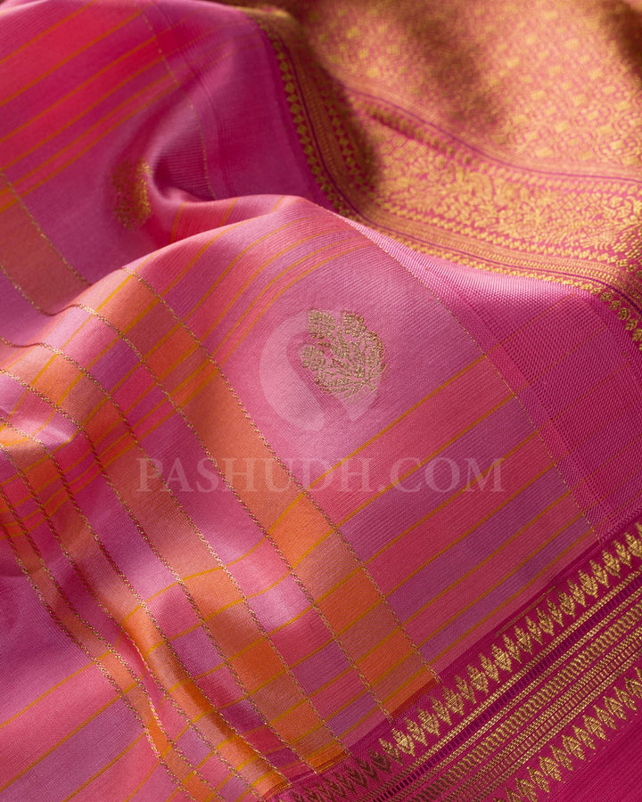 Multishade With Punch Pink Kanjivaram Silk Saree-D695(B)