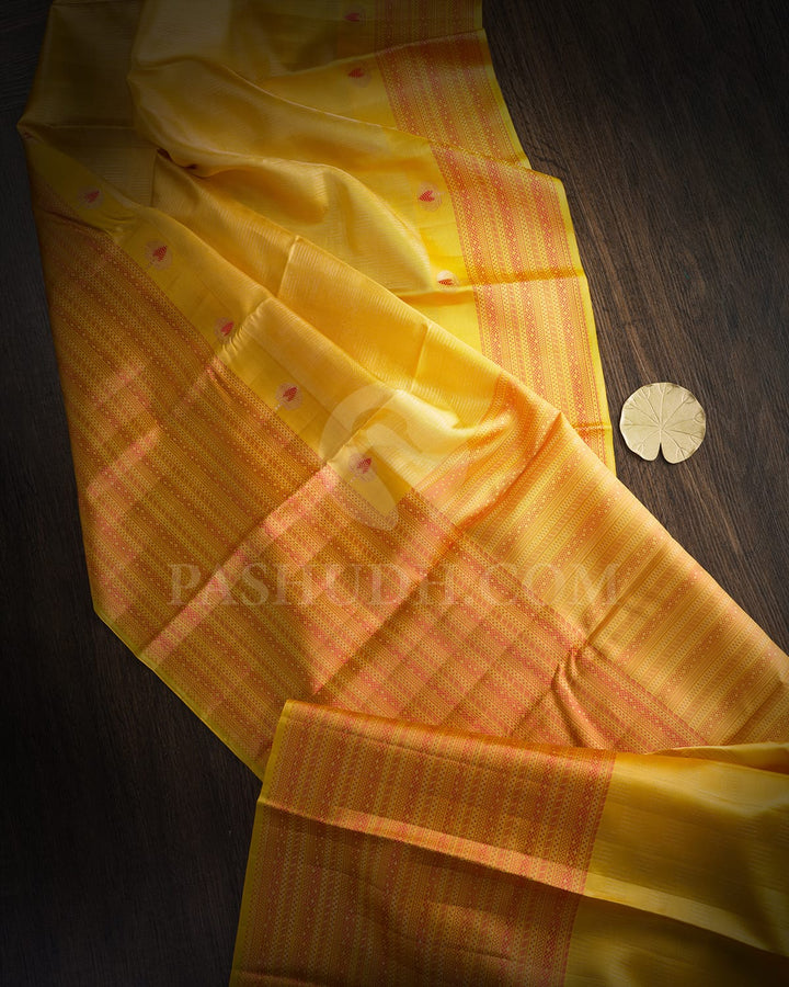 Bright Yellow Kanjivaram Silk Saree-D631(J)