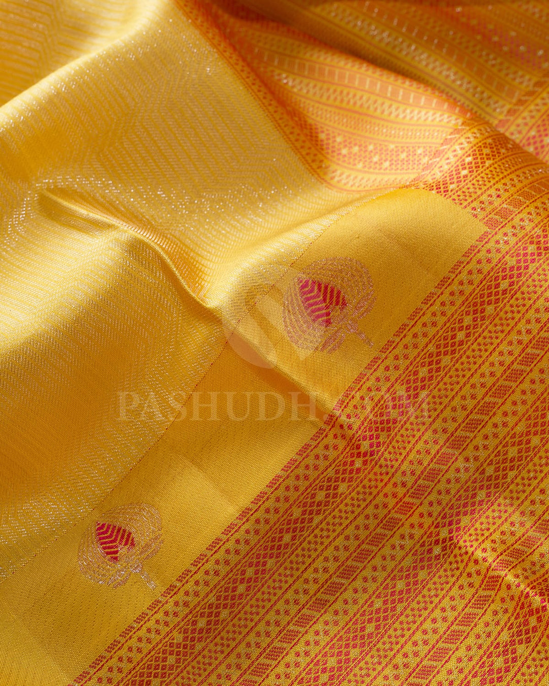Bright Yellow Kanjivaram Silk Saree-D631(J)