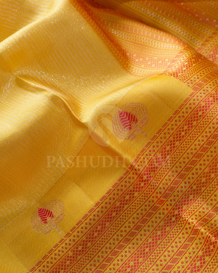 Bright Yellow Kanjivaram Silk Saree-D631(J)