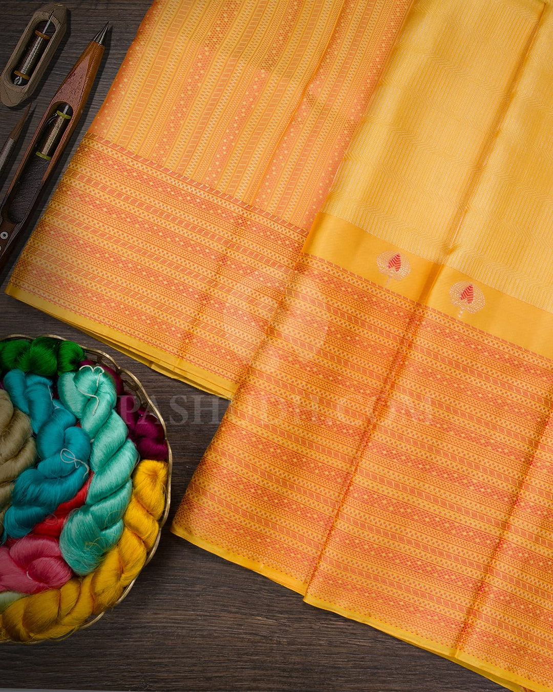Bright Yellow Kanjivaram Silk Saree-D631(J)
