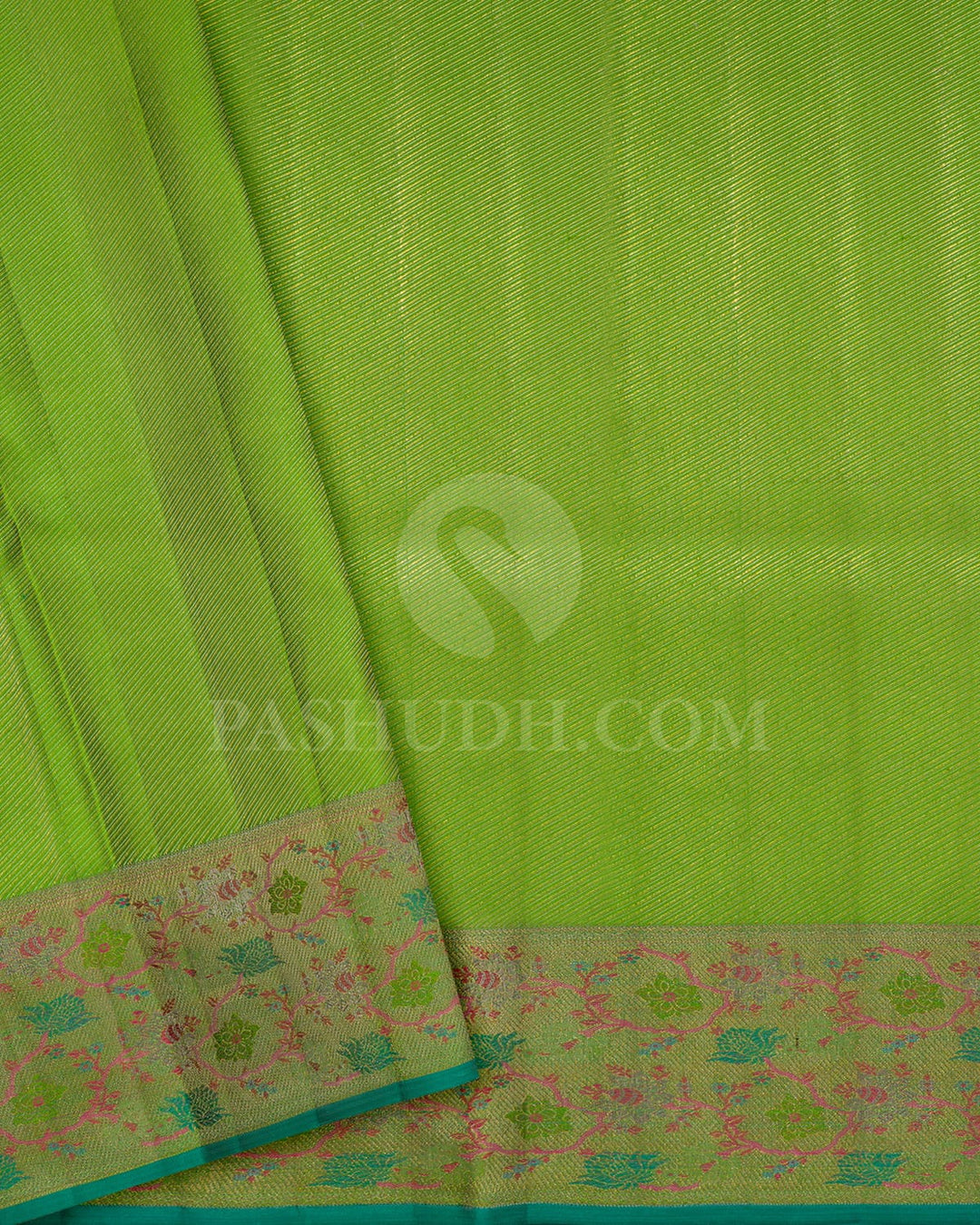Lemon Yellow With Parrot Green Kanjivaram Silk Saree-D688(B)