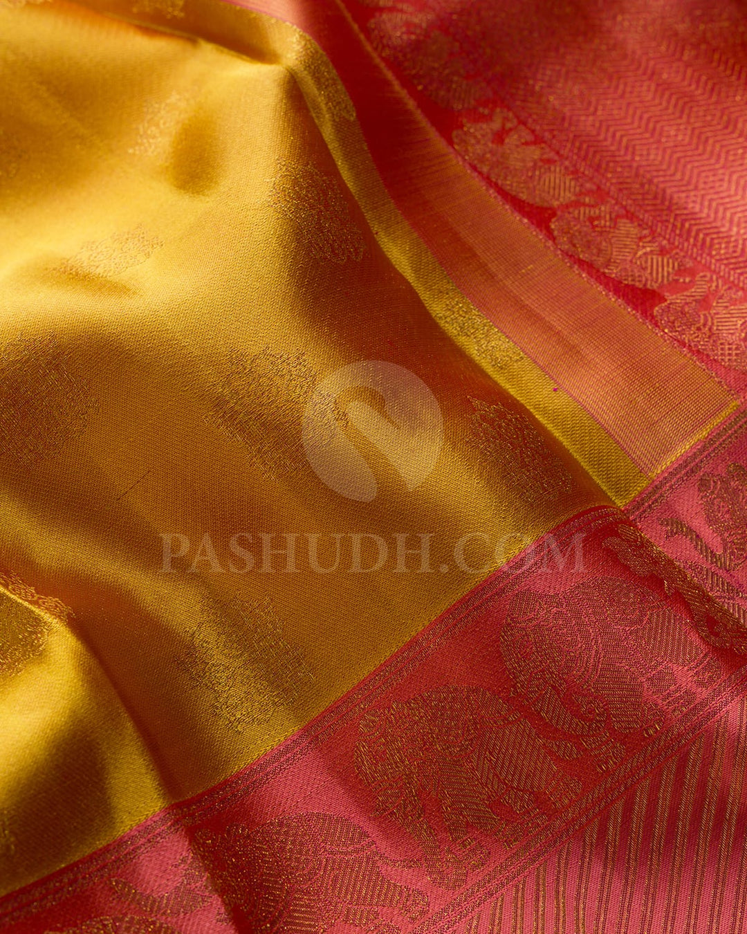 Dual Shaded Honeycomb With Flirty Flamingo Pink Kanjivaram Silk Saree-D687(C)
