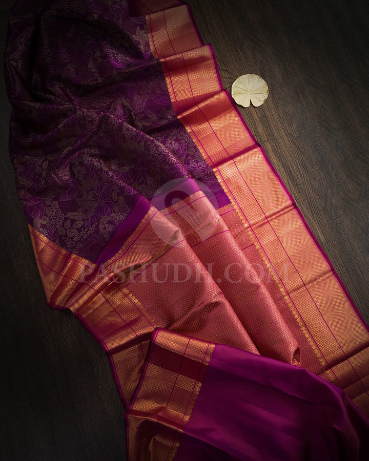 Plum Kanjivaram Silk Saree-D548(F)