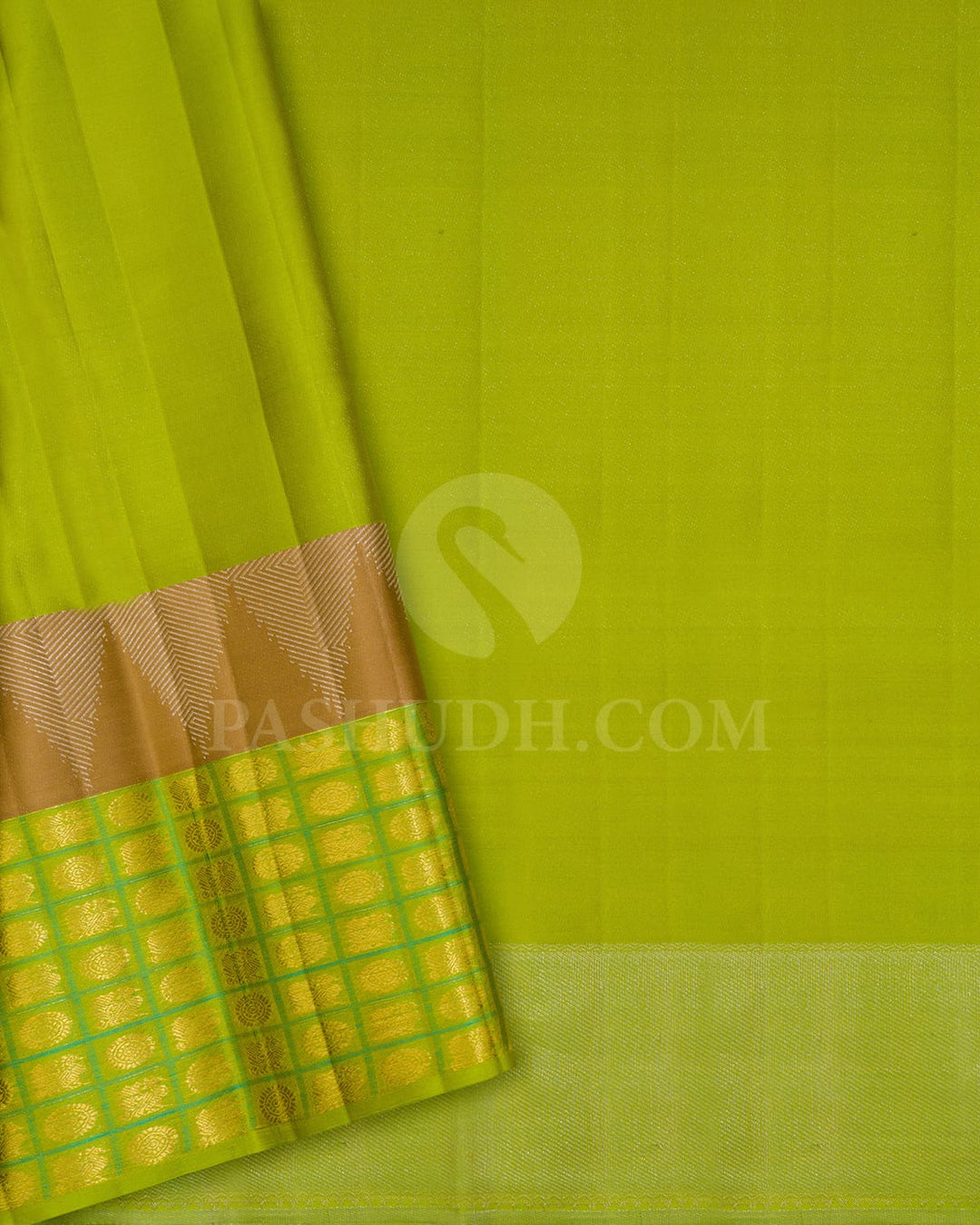 Mango Yellow With Parrot Green Traditional Kanjivaram Silk Saree-D707(A)