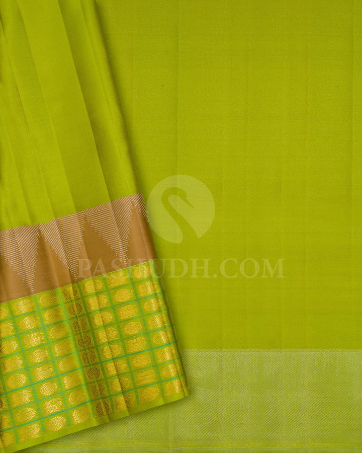 Mango Yellow With Parrot Green Traditional Kanjivaram Silk Saree-D707(A)
