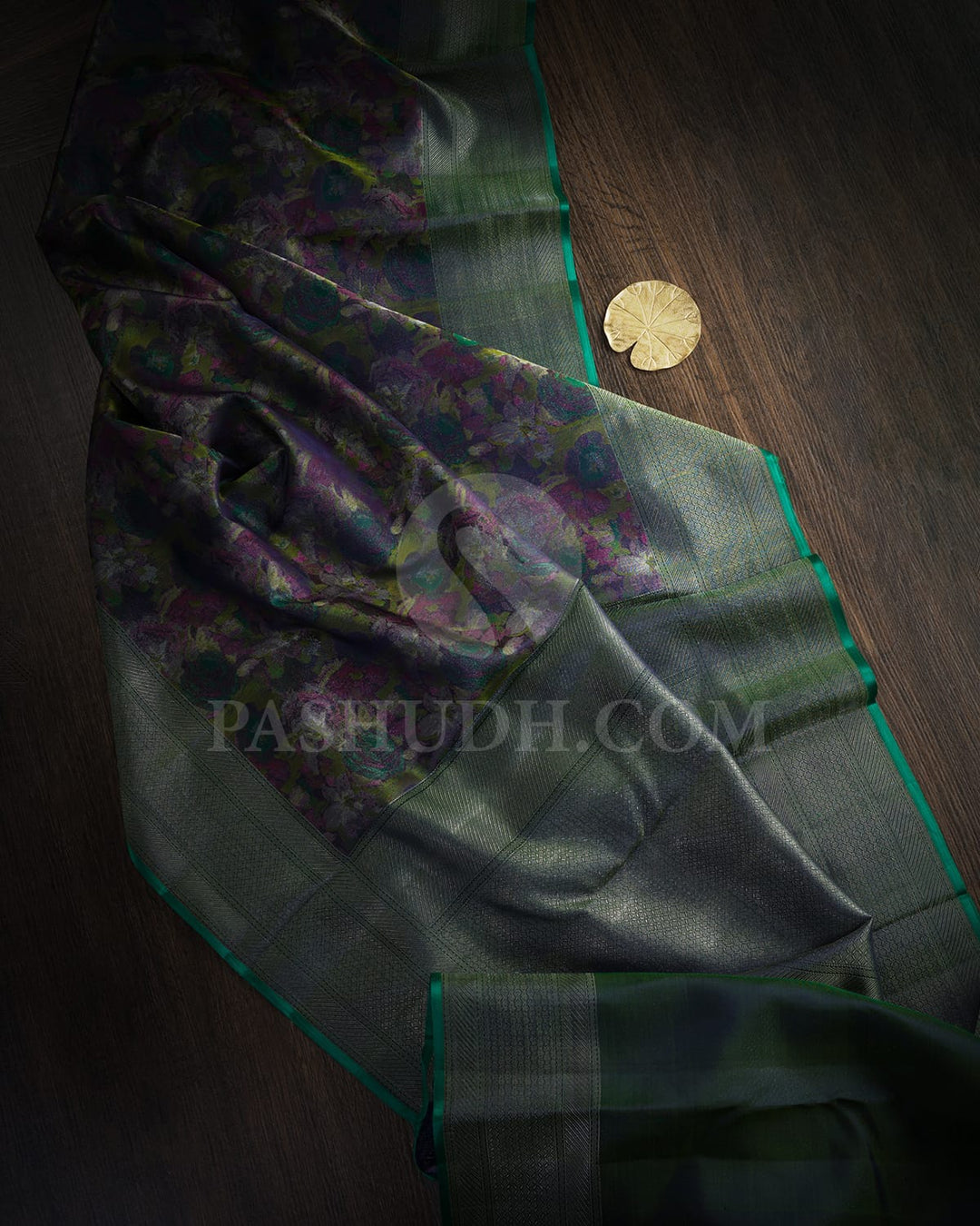 Shades Of Green With Navy Blue Kanjivaram Silk Saree-DJ405(E)